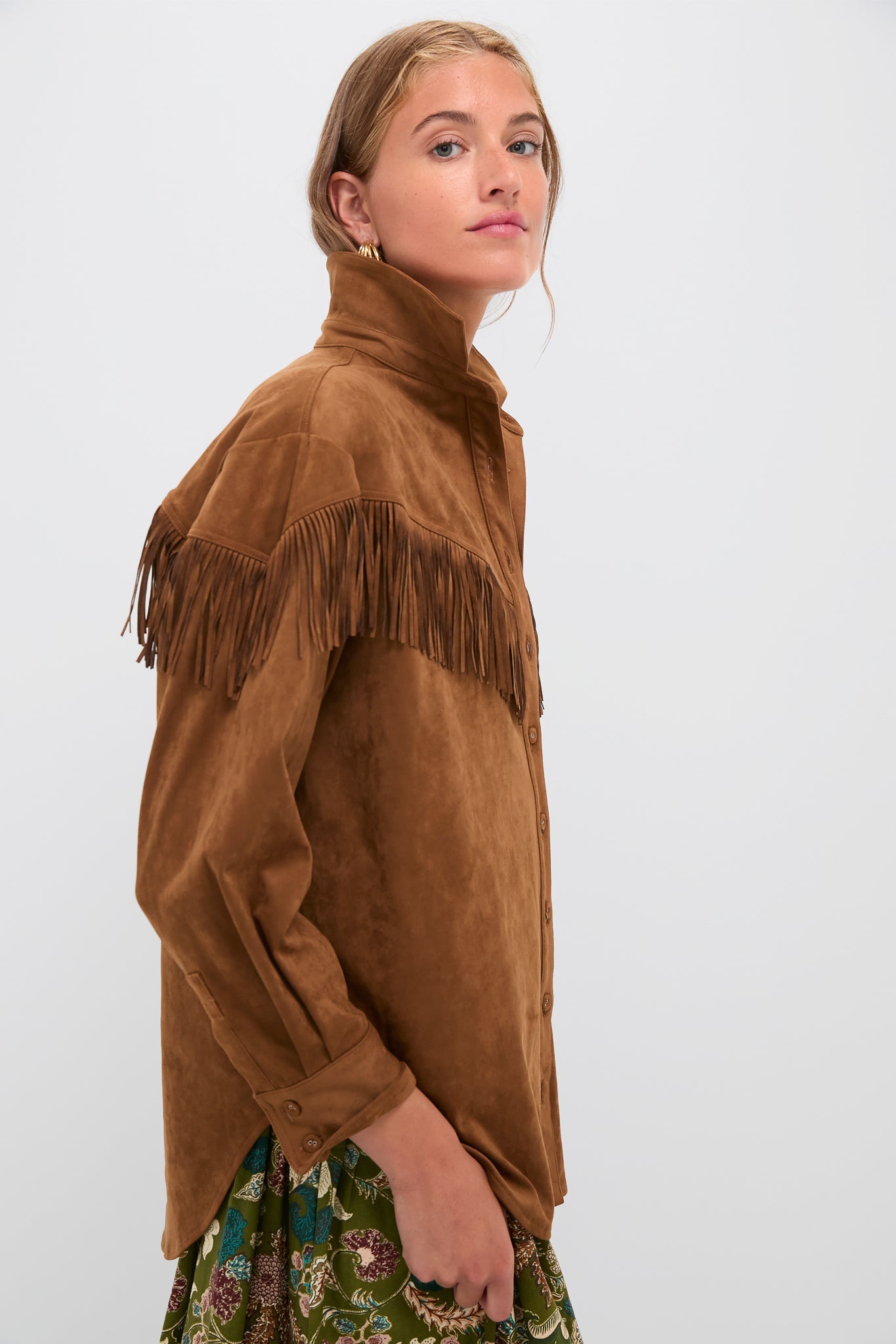Taupe Clea Fringe Shirt