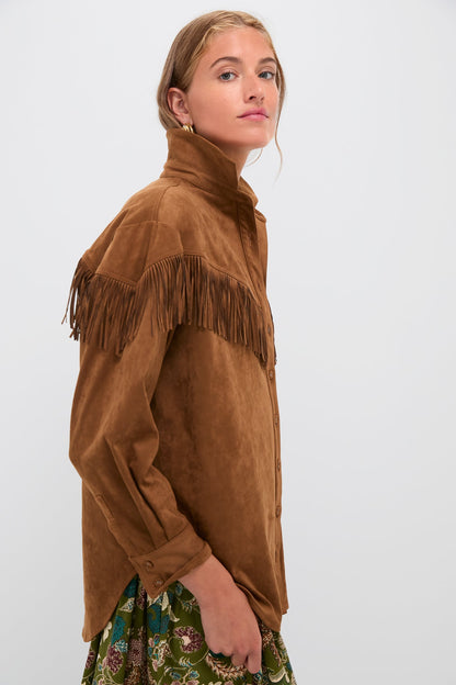 Taupe Clea Fringe Shirt