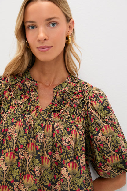 Black Multi Floral Frida Blouse