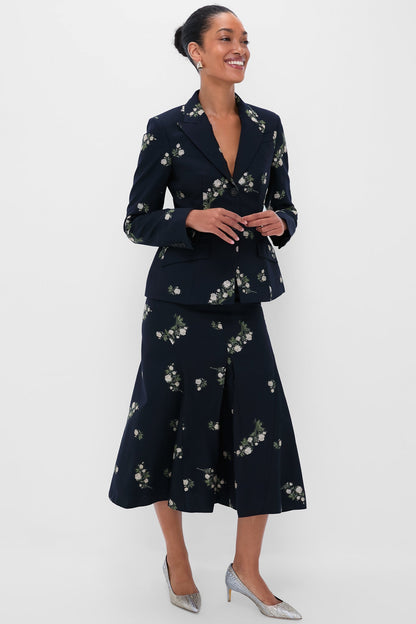 Midnight Blue Pencil Midi Skirt