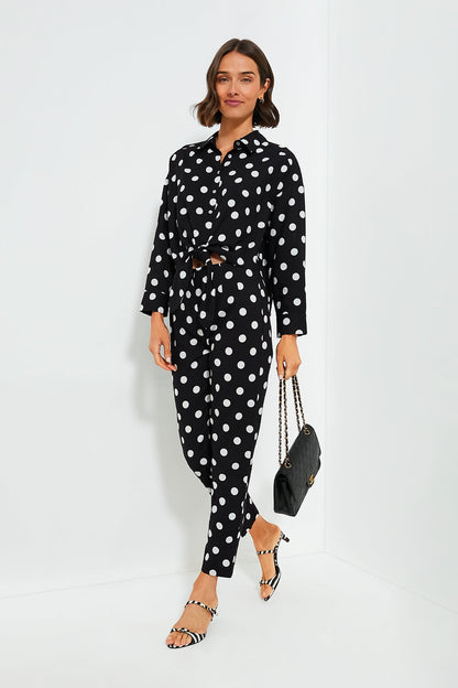 Black Polka Dot Tie-Front Juliana Shirt
