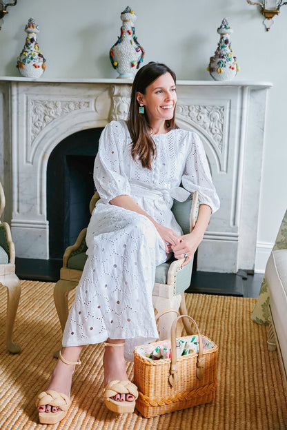 White Eyelet Gerbera Daisy Carmel Kaftan