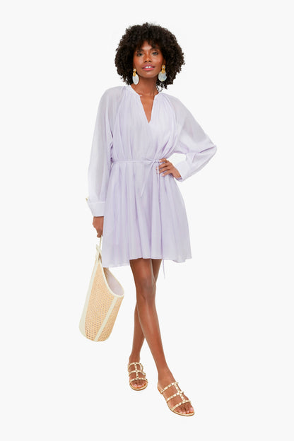 Wisteria Long Sleeve Silk Cotton Dress