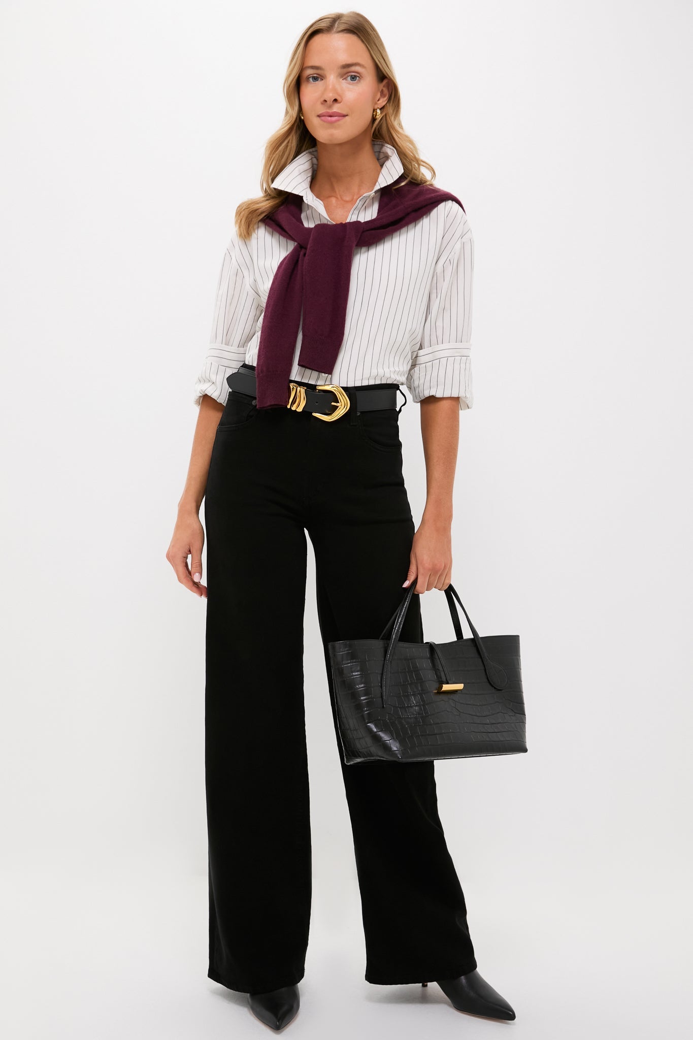 Plush Black Lyra Long Wide Leg