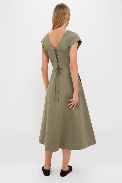 Burnt Olive Chino Solen Midi Dress
