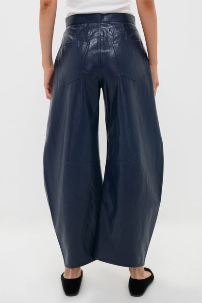 Dark Navy Faux Leather Mabel Pant