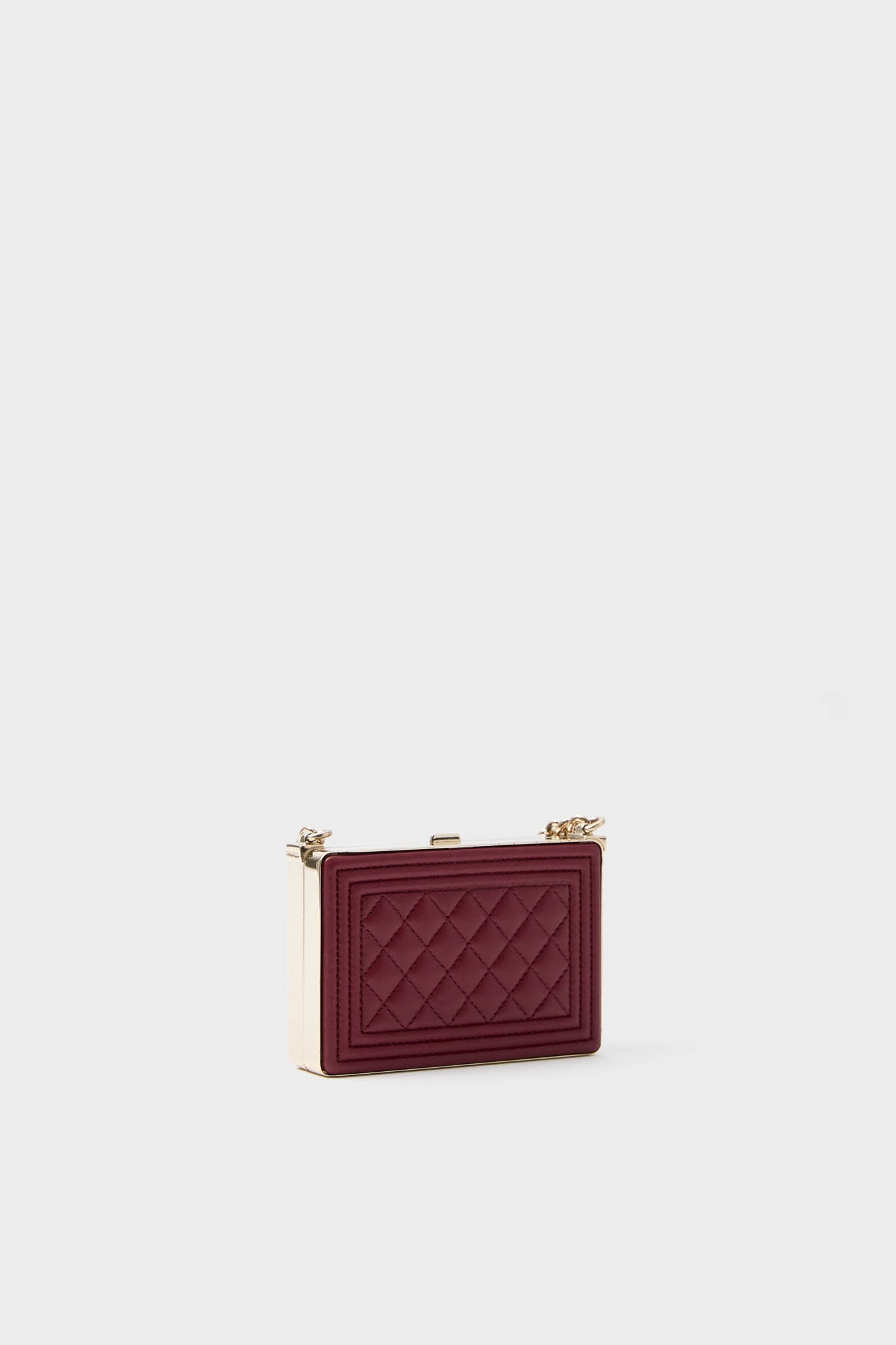 CHANEL Red Sheepskin Leather Boy Minaudiere