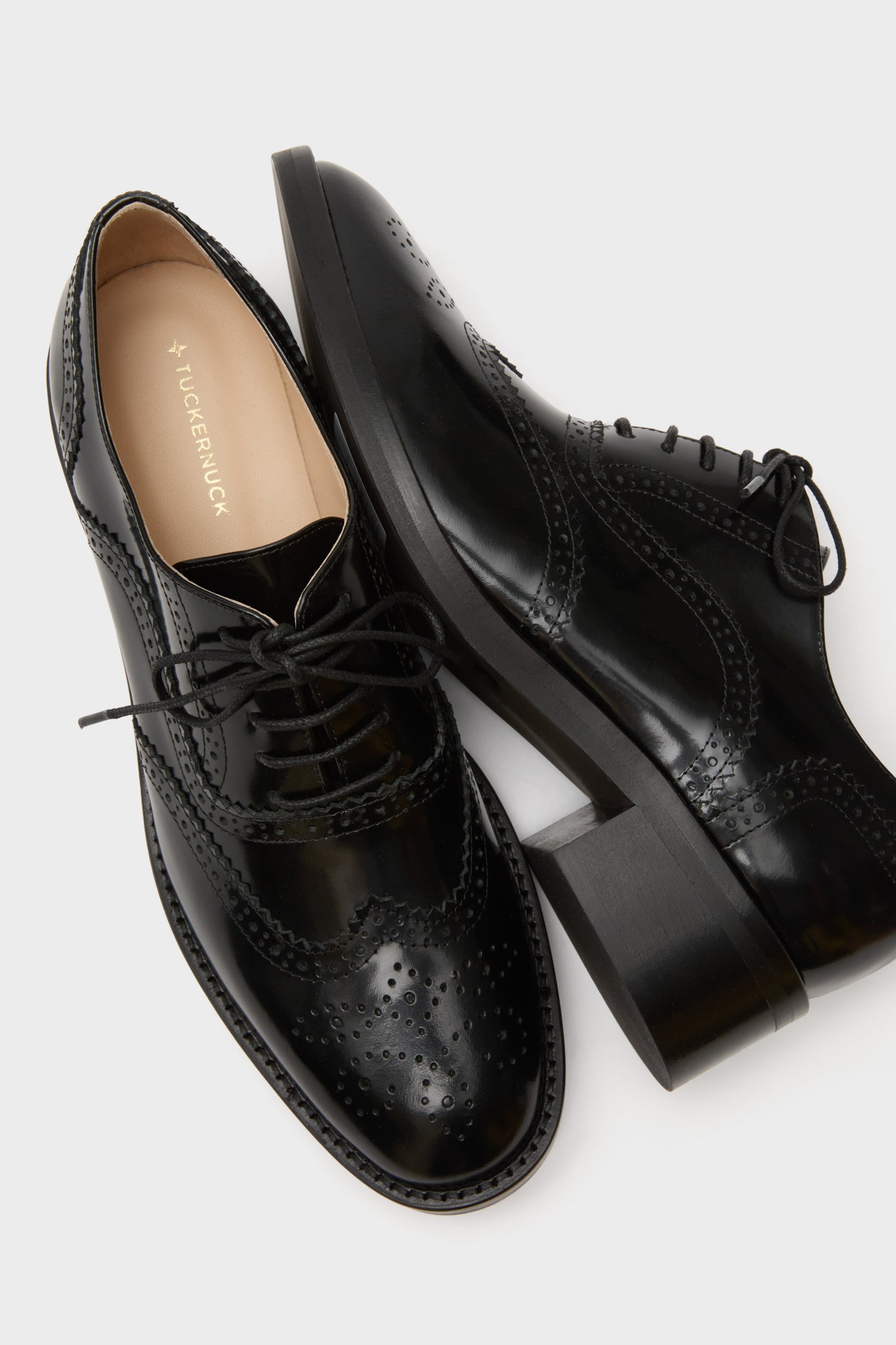 Black Leather Brogue Oxford Shoes