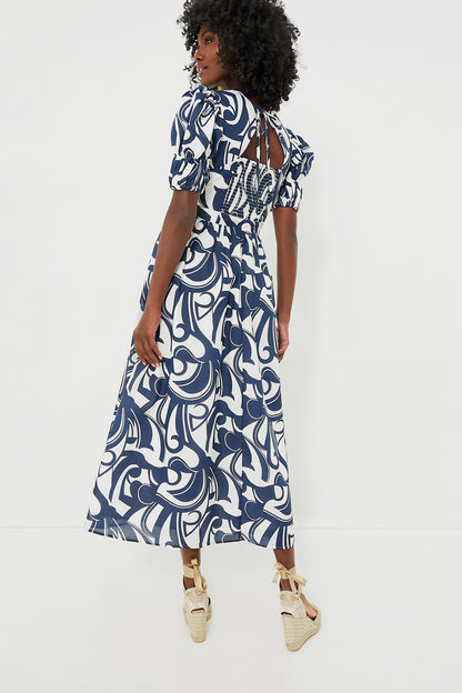Navy & White Wilhelmina Maxi Dress