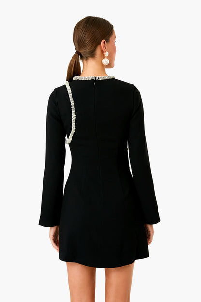 Black Katharine Diamante Embroidery Cutout Mini Dress
