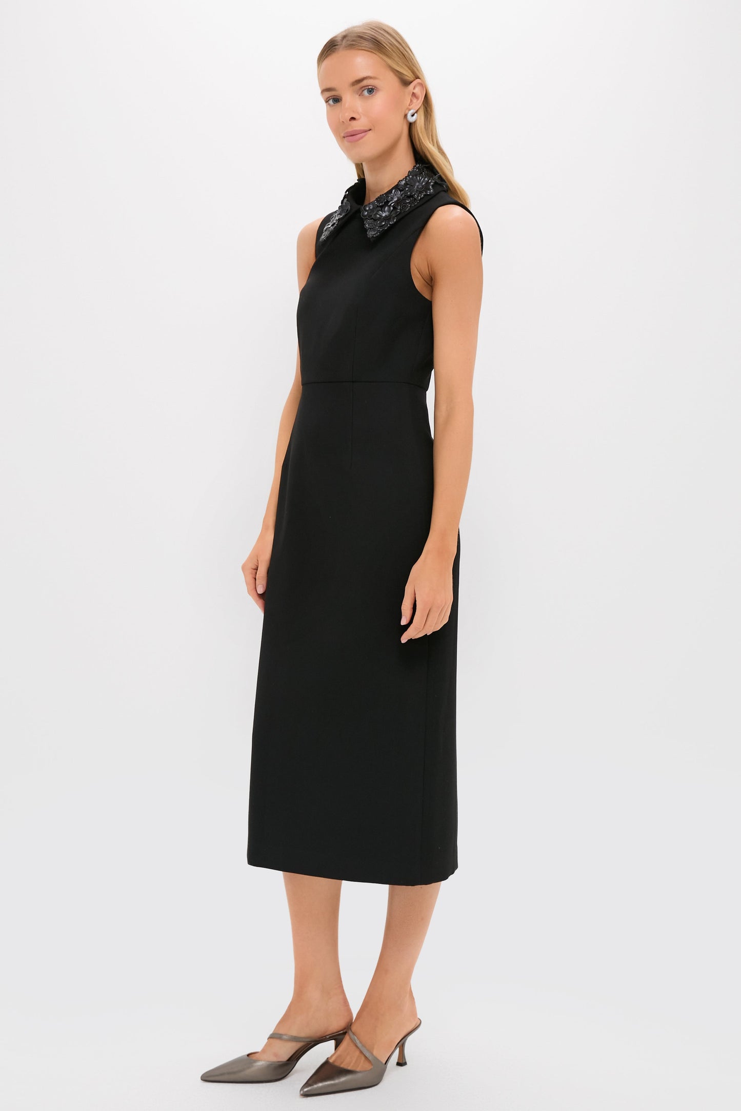 Black Floral Applique Helena Dress