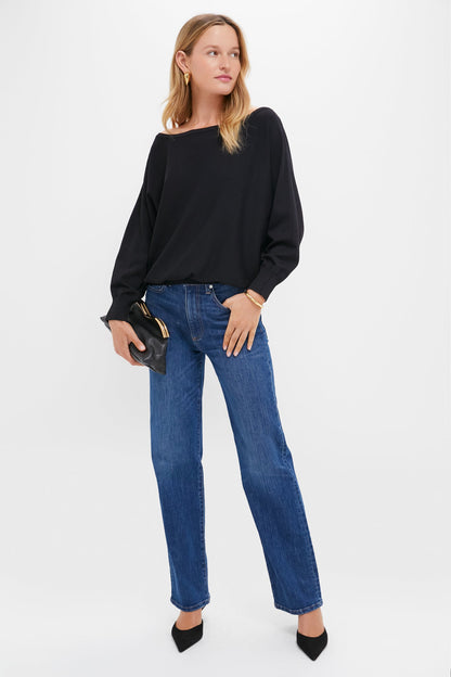 Black Wide Neck Valencia Sweater