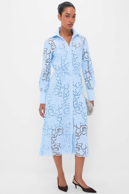 Dream Blue Long Sleeve Shirt Dress