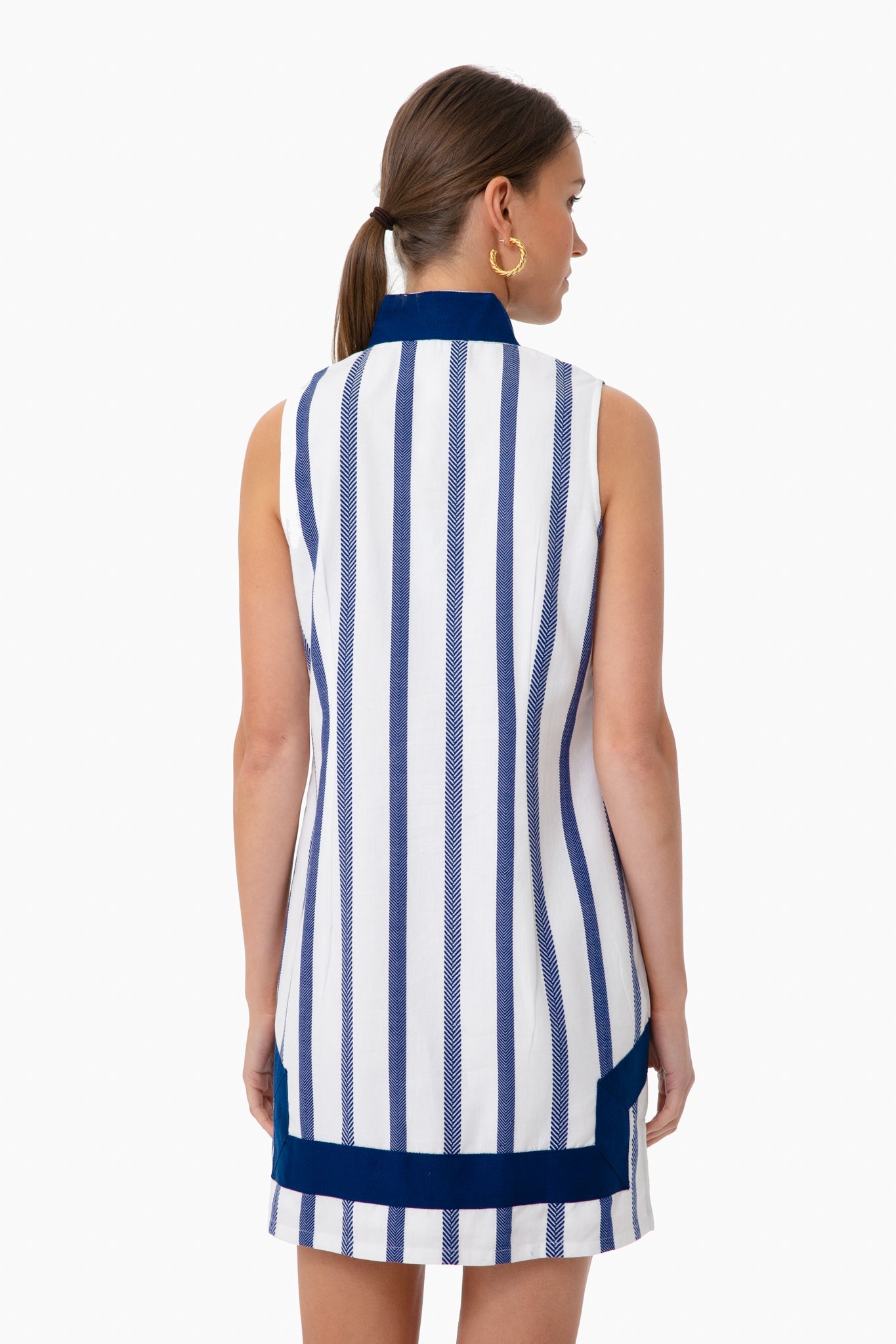 Navy Stripe Sleeveless Classic Tunic Dress