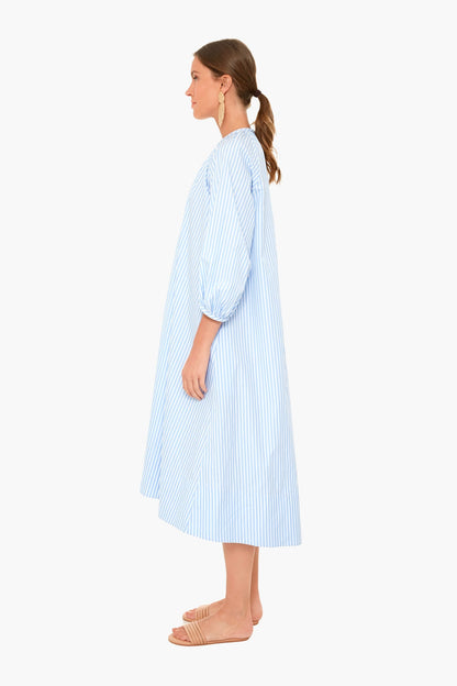 Awning Stripe Shirred Neck Pitched Dress