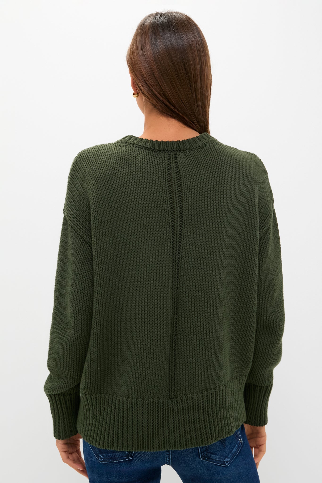 Hunter Green Cotton Cliff Crewneck Sweater