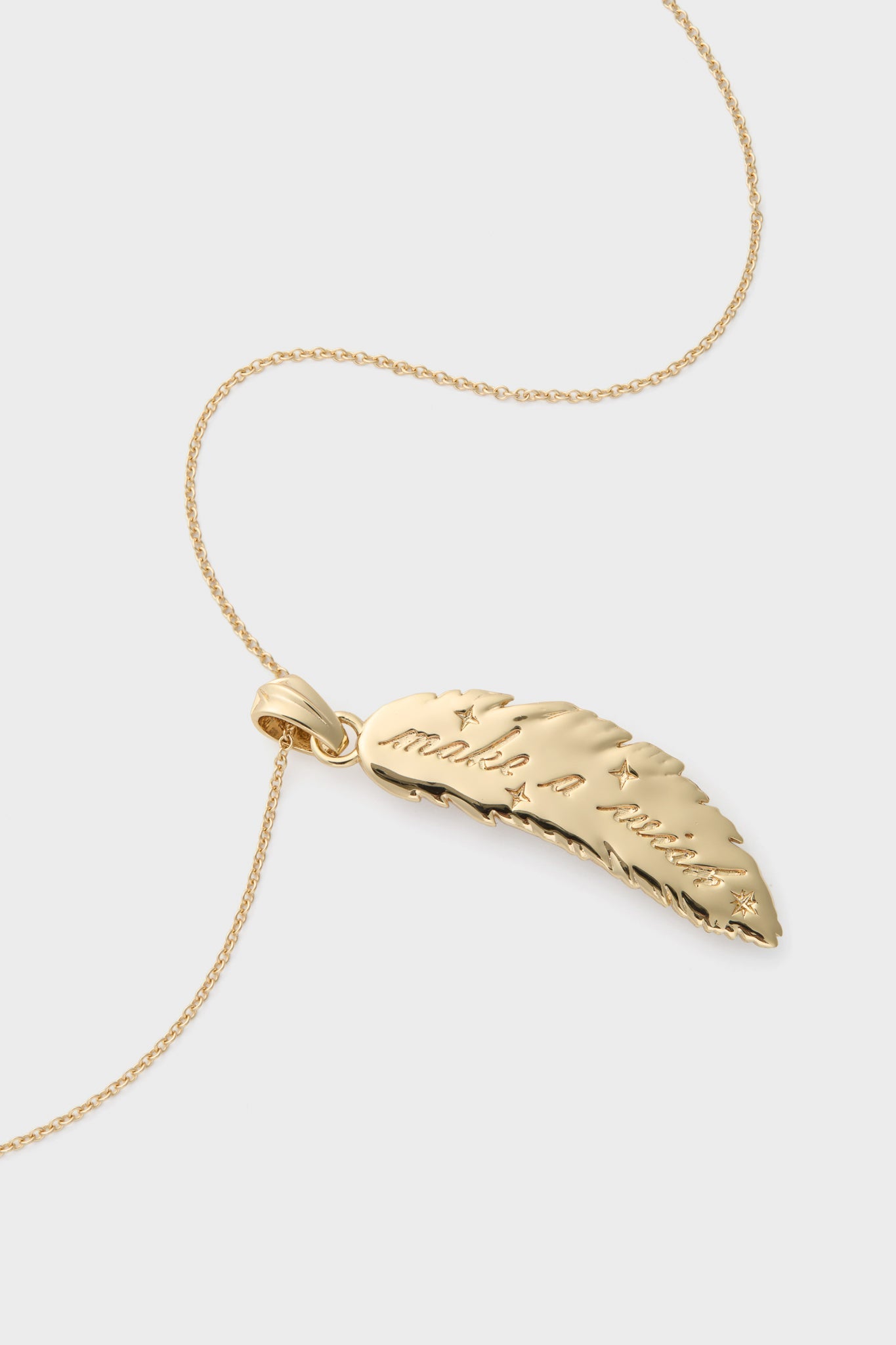 Gold Lucky Feather Pendant