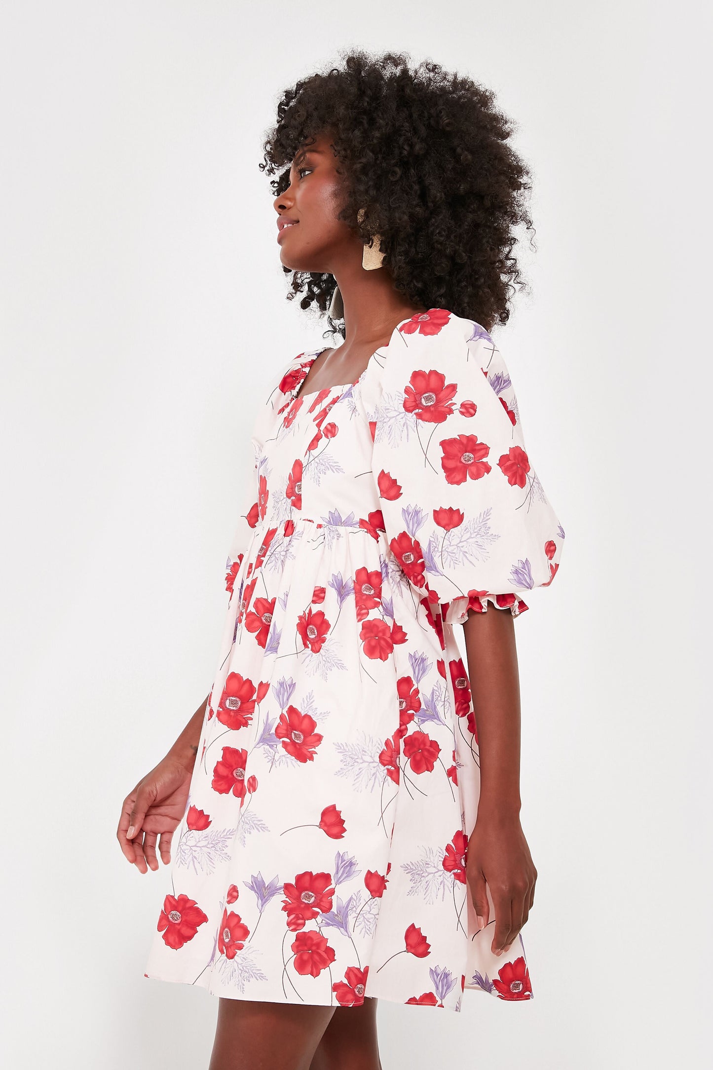 Pink Floral Square Neck Veronica Mini Dress