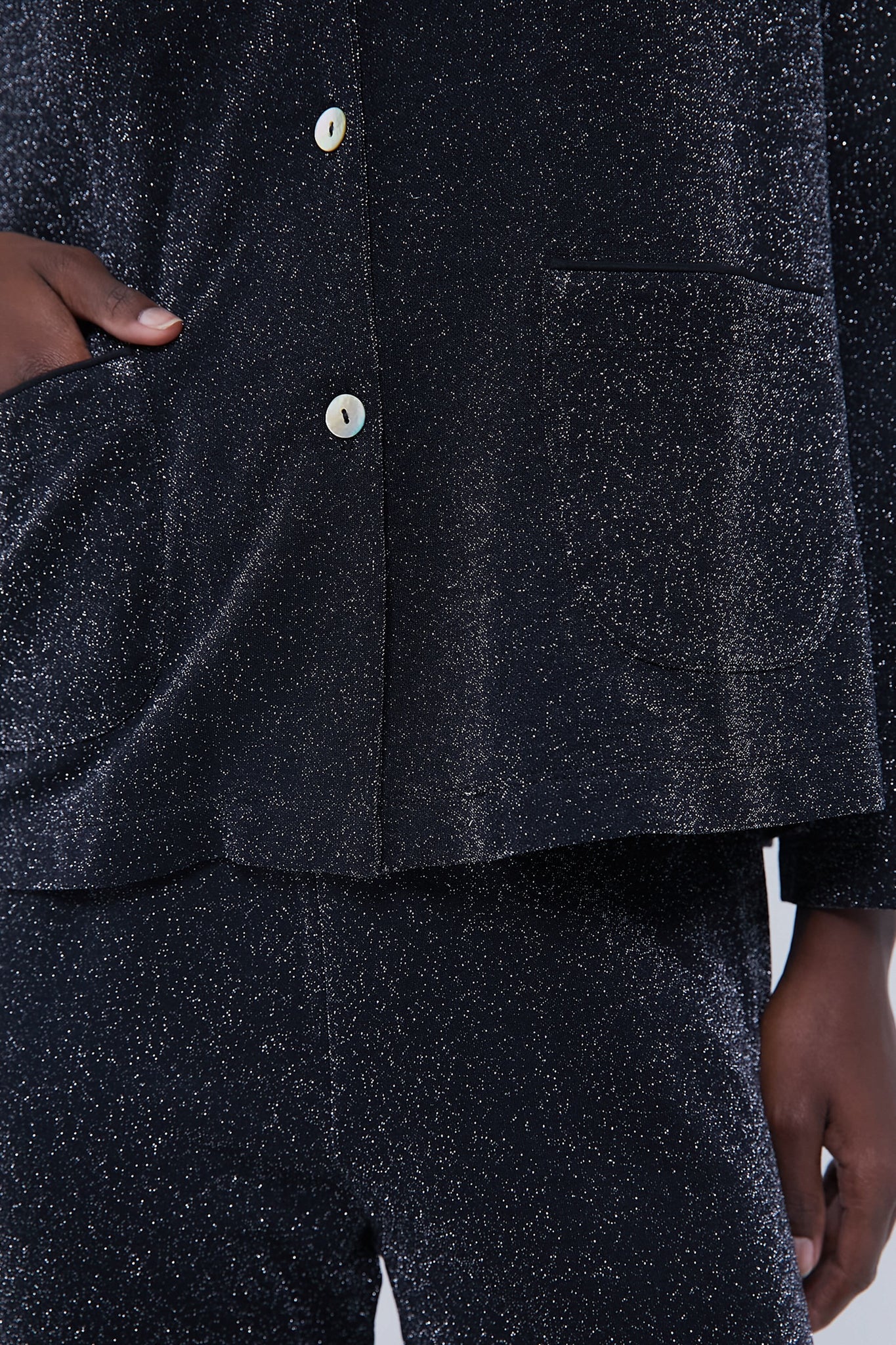 Black Kylie Lurex Hooded Set