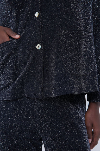 Black Kylie Lurex Hooded Set