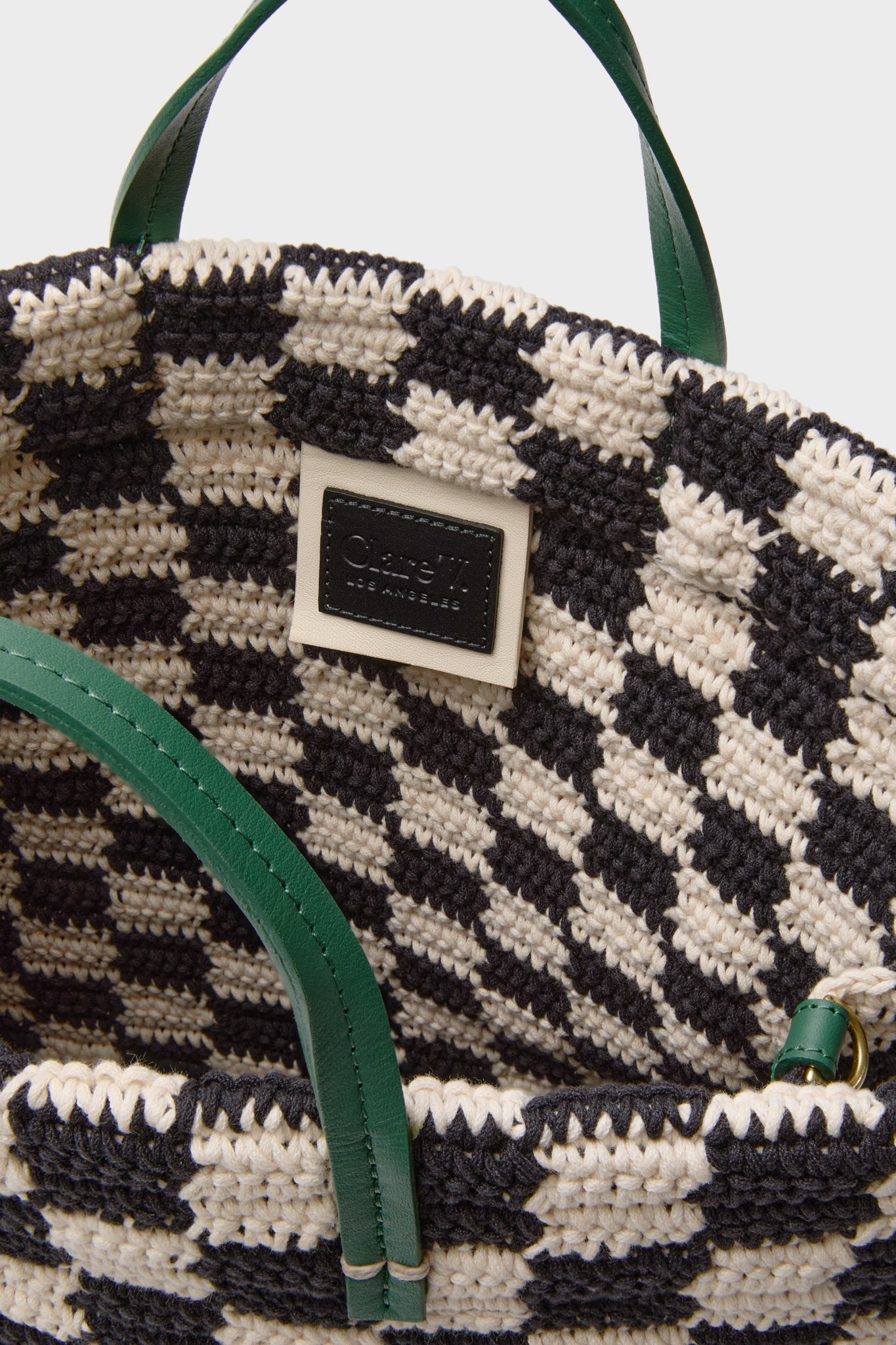 Black and Cream Crochet Checker Summer Simple Tote
