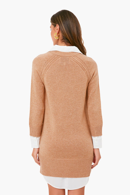 Camel Melange Looker Vee Dress