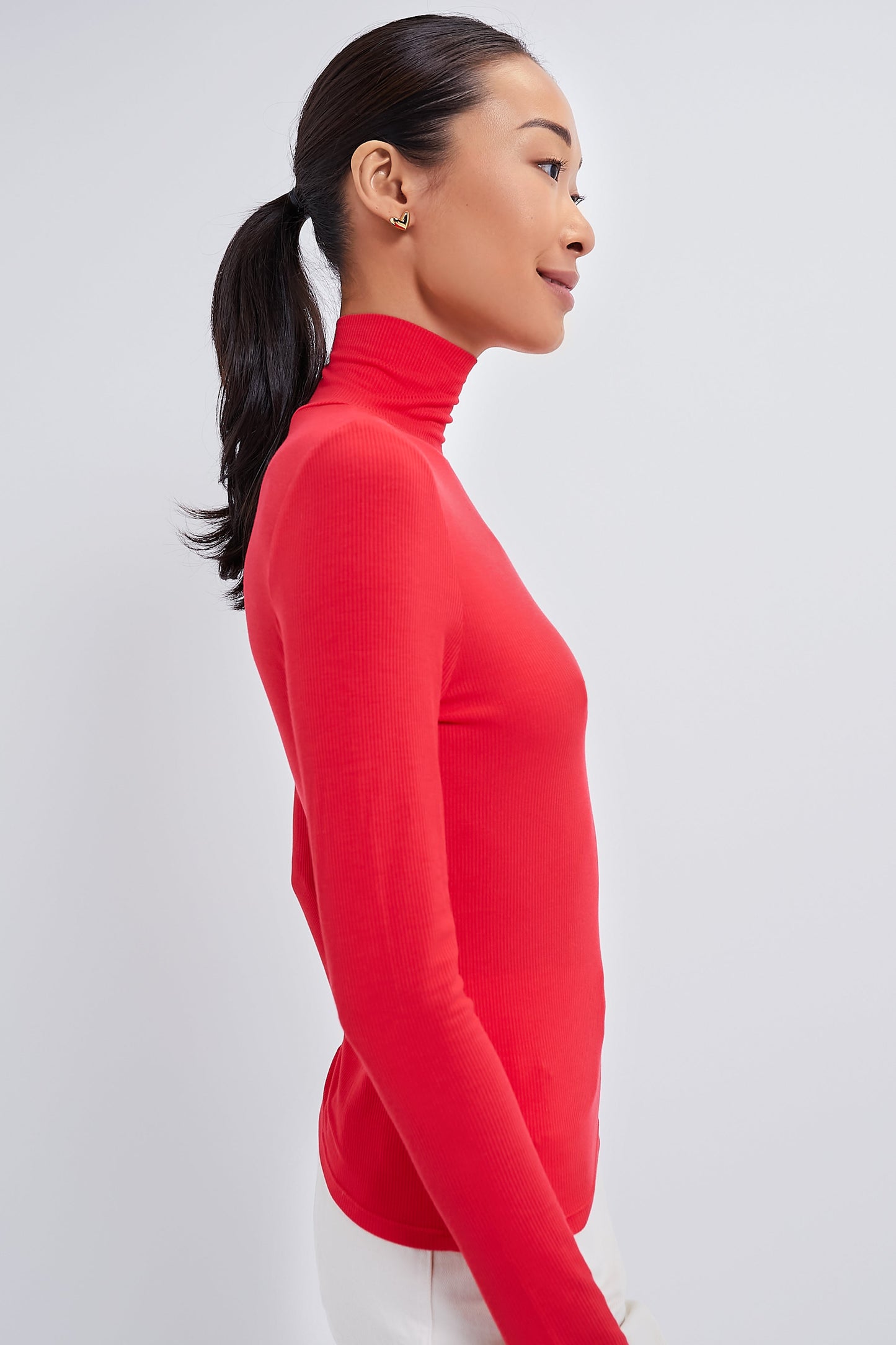 Red Lightweight Ribbed Turtleneck