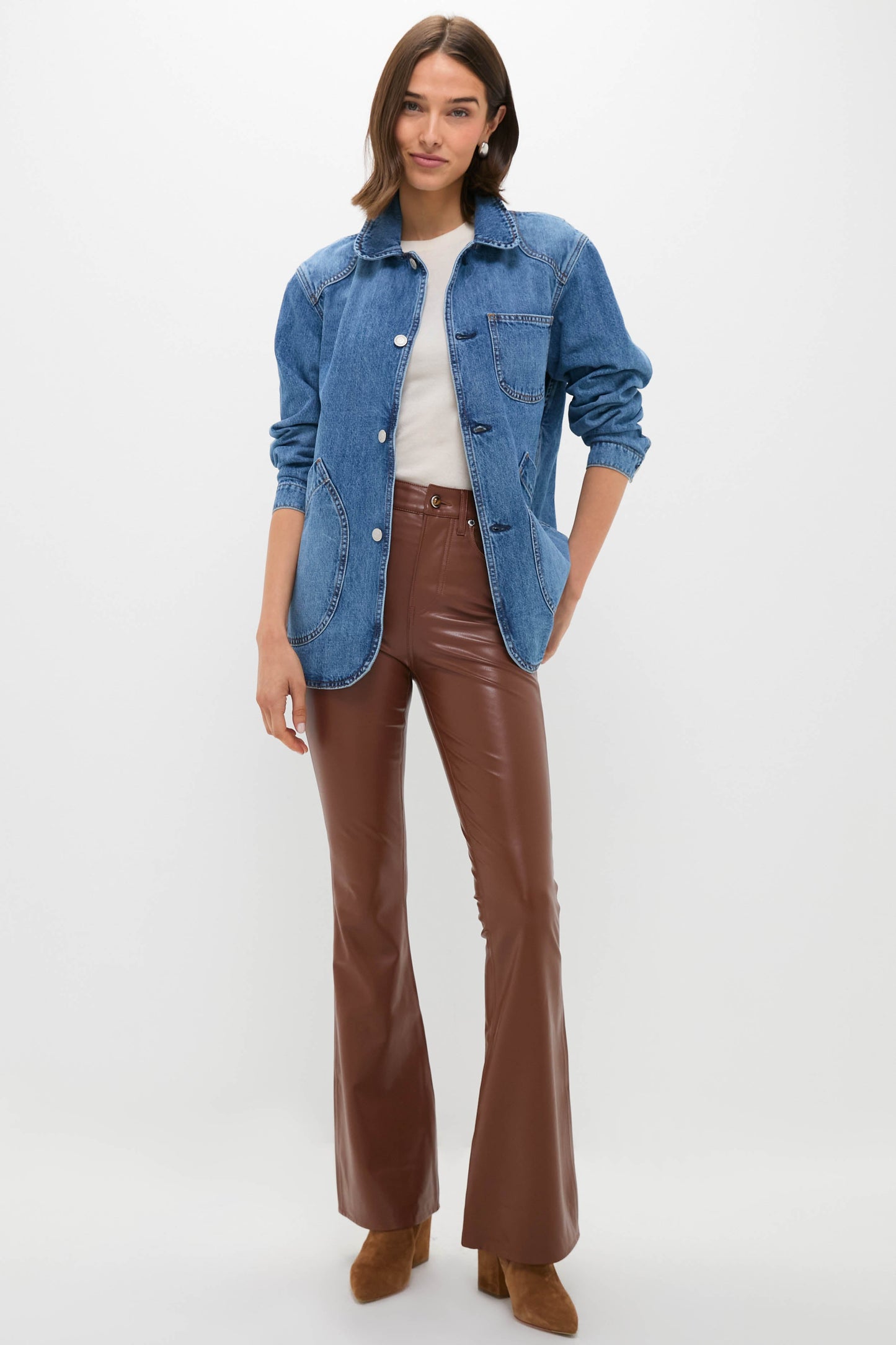 Mahogany Faux Leather Beverly High Rise Skinny Flare
