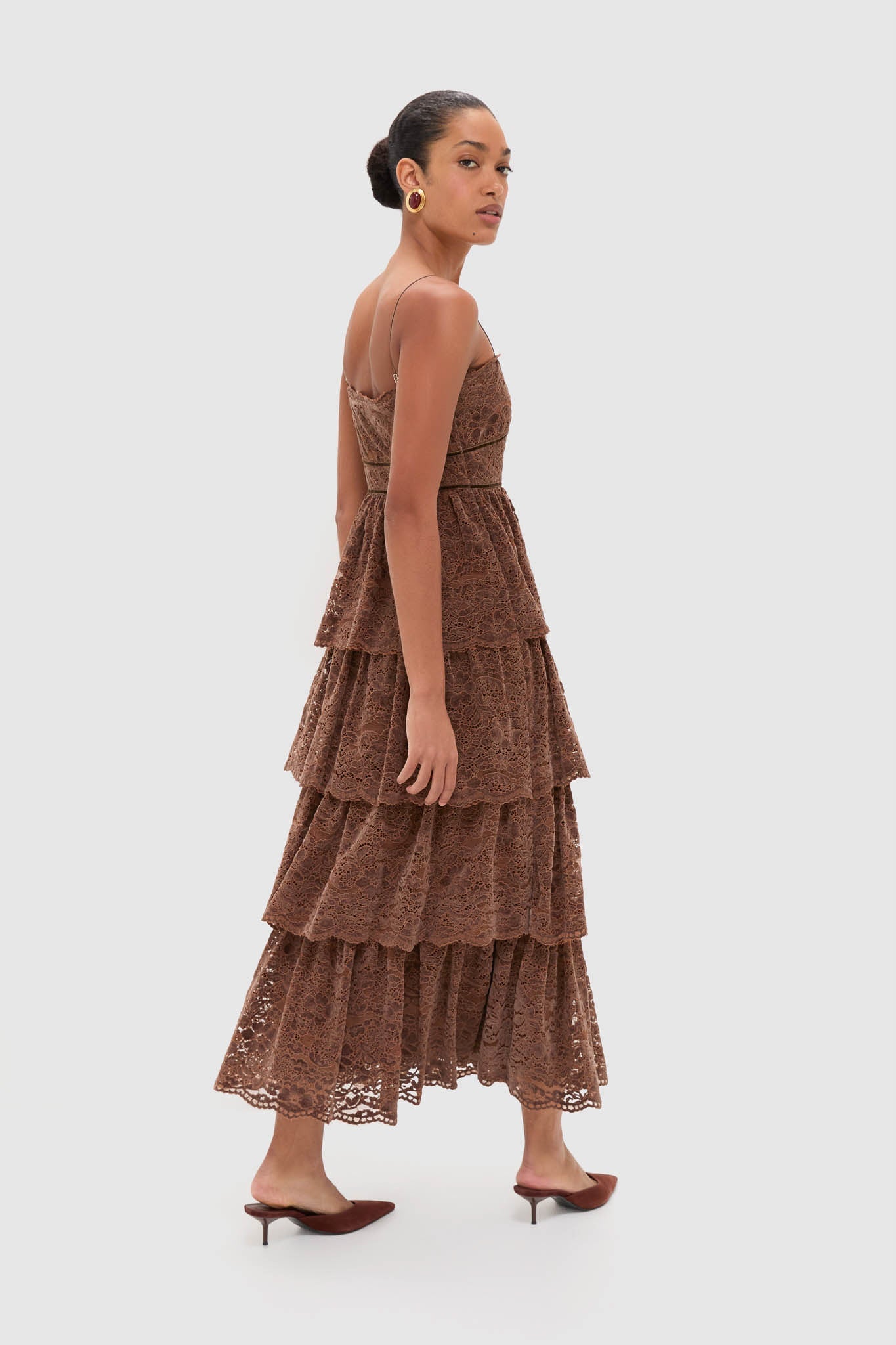 Sepia Lace Leina Midi Dress