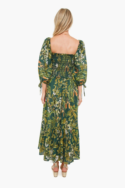 Botanical Birds Emerald Jazzy Dress