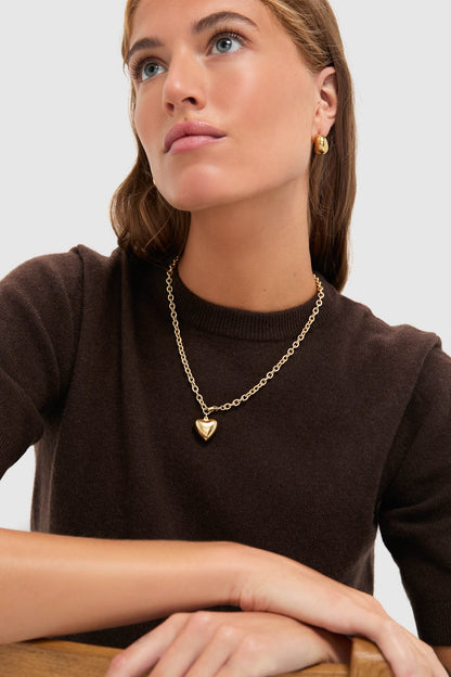 Gold Mini Puffy Heart Necklace