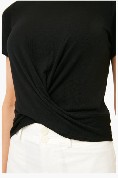 Black Lexi Twist Front Tee