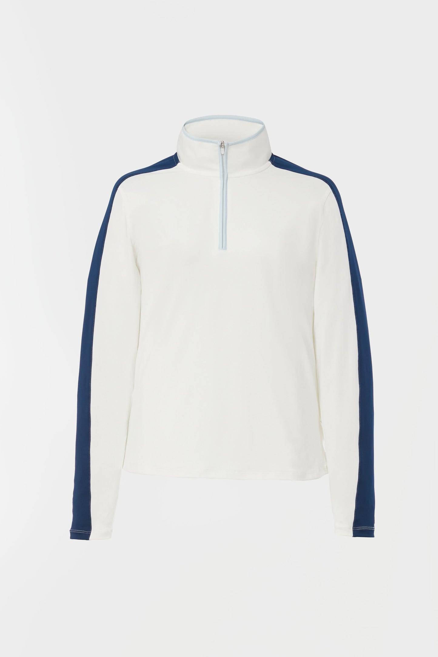 White and Navy Carver Quarter Zip Tee