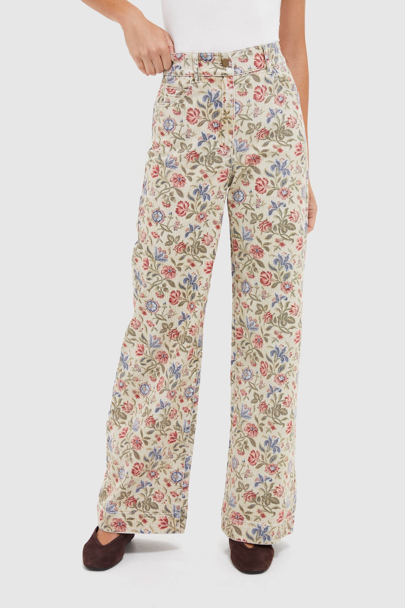 Dianthus Floral Denim Clara Pants
