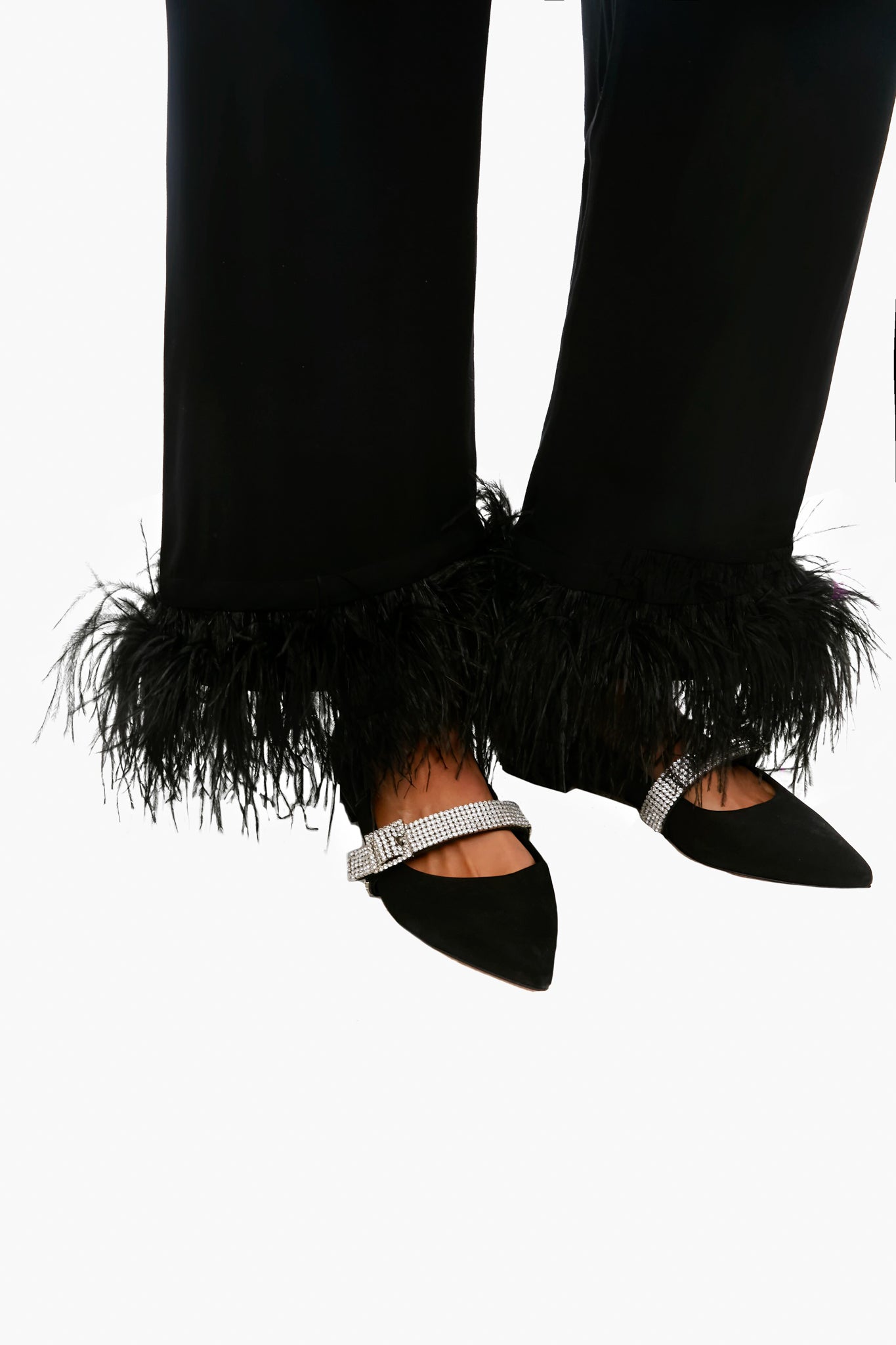 Black Pajama Set with Feathers