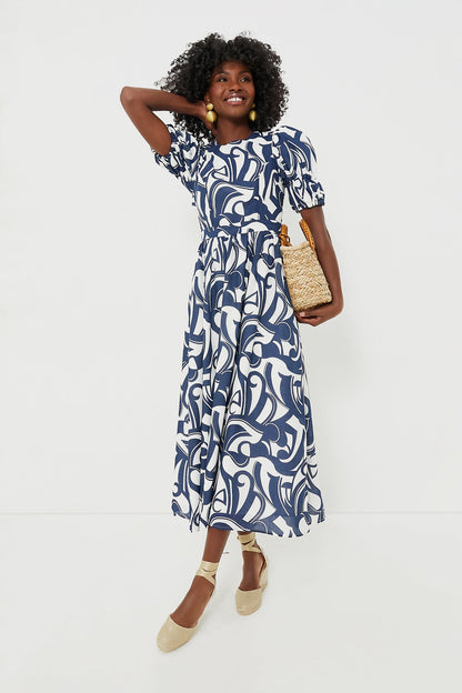 Navy & White Wilhelmina Maxi Dress