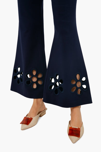 Marine Blue Embroidered Pant