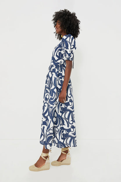 Navy & White Wilhelmina Maxi Dress