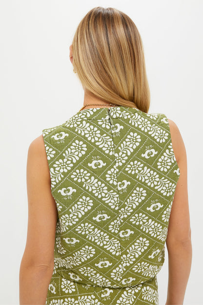 Legacy Jacquard Olive Manning Top