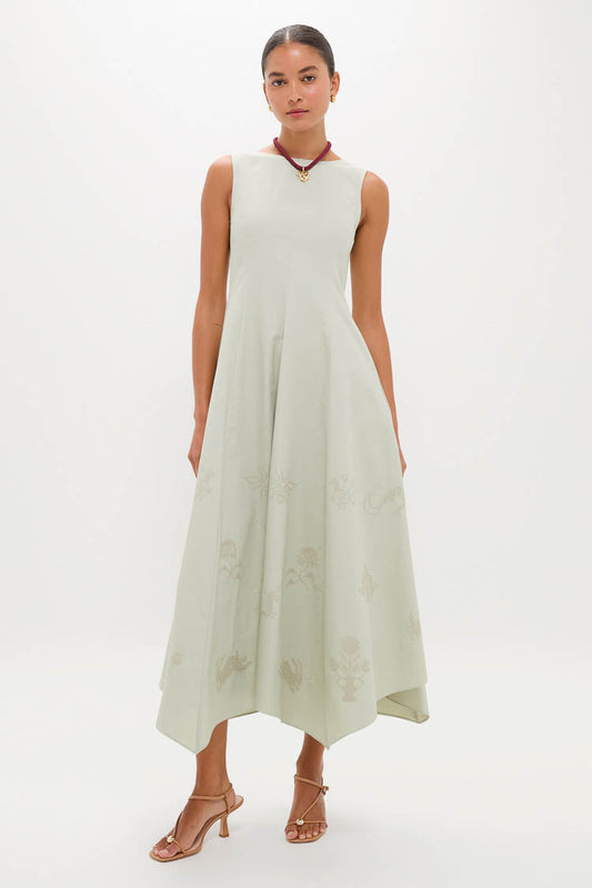 Pistachio Jacqueline Asymmetrical Hem Midi Dress